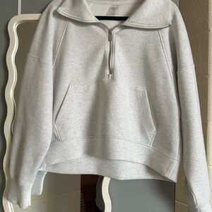 Calia Womens Scuba: Cozy Light Gray Half-Zip Women's Sweater